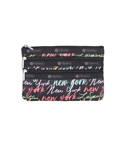 3 Zip Cosmetic<br>NYC Script Black