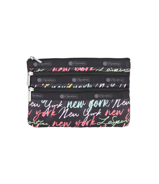 3 Zip Cosmetic<br>NYC Script Black