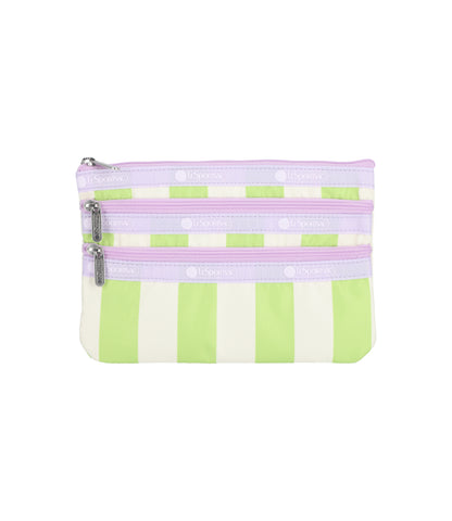 3 Zip Cosmetic<br>Pastel Stripes