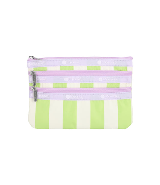 3 Zip Cosmetic<br>Pastel Stripes