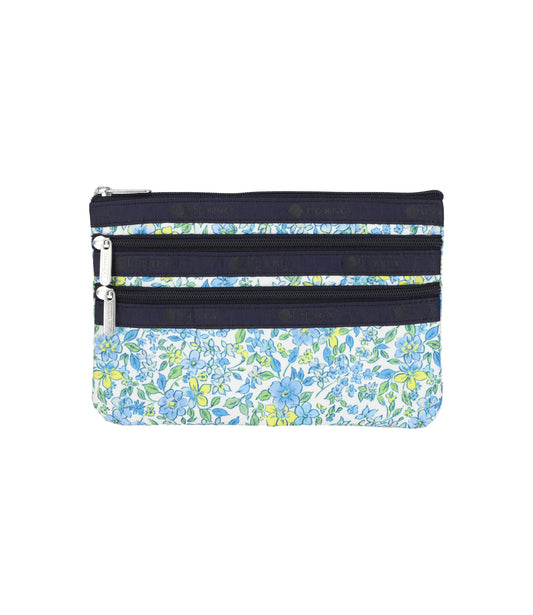 3-Zip Cosmetic<br>Tapestry Flower Blue