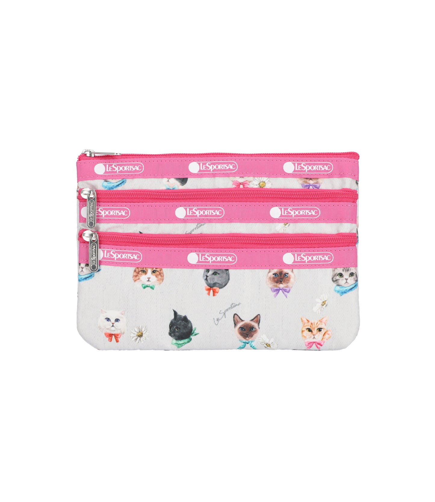 3-Zip Cosmetic<br>Playful Cats Gray Accessories