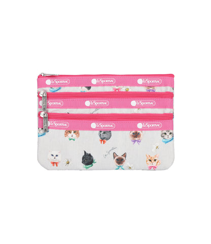 3-Zip Cosmetic<br>Playful Cats Gray Accessories