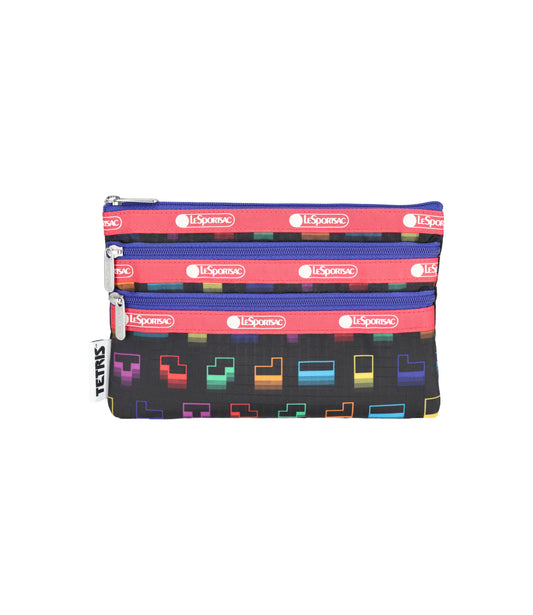 3-Zip Cosmetic<br>Tetris Falling Blocks/Pink