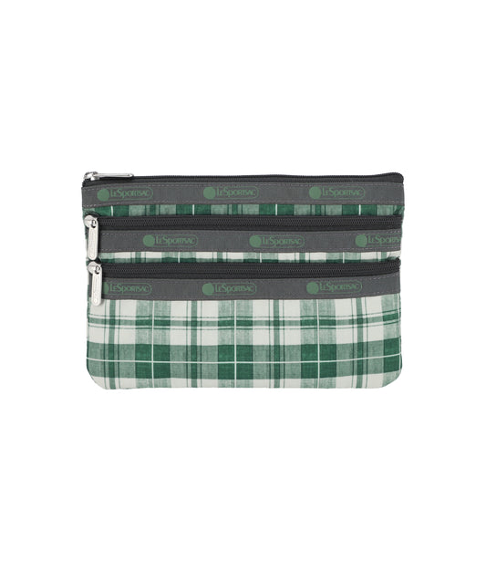 3-Zip Cosmetic<br>Autumn Green Check